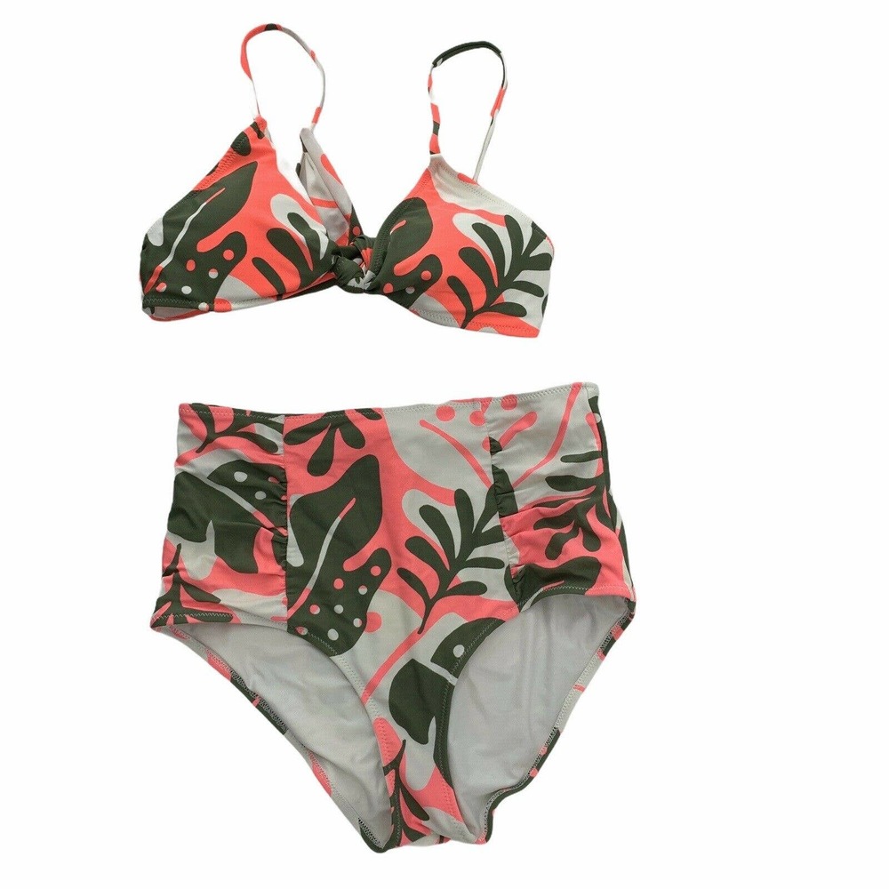 Aerie Bikini Swimsuit Hi Rise Triangle Pink Floral